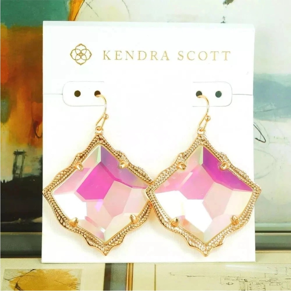 Kendra Scott Elle Earrings Pink Gold-Tone Iridescent